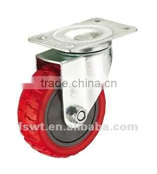 Hardware Industrial Grey Polyurethane Rigid Bolster Top Plate Furniture Caster Wheel