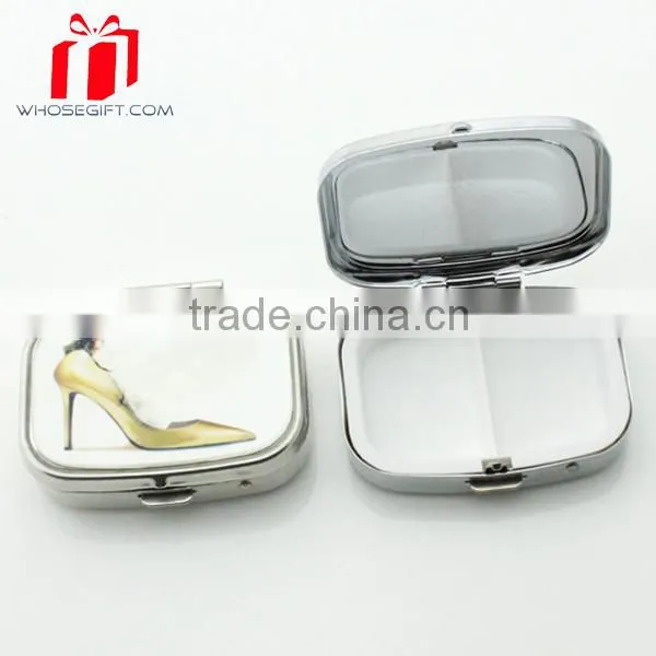 Wholesale Logo Printed 3 Case Round Metal Pill Box With Mirror