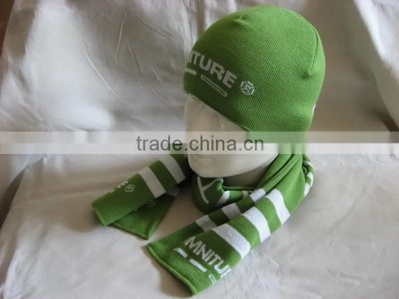 2015 Acrylic Jacquard Striped Knitted Hat Scaf Set skull designs