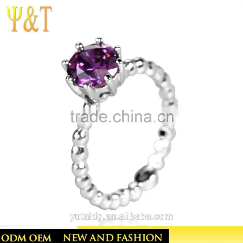 Jingli Jewelry S925 Silver Finger Ring With Purple Stone (YJ-406)