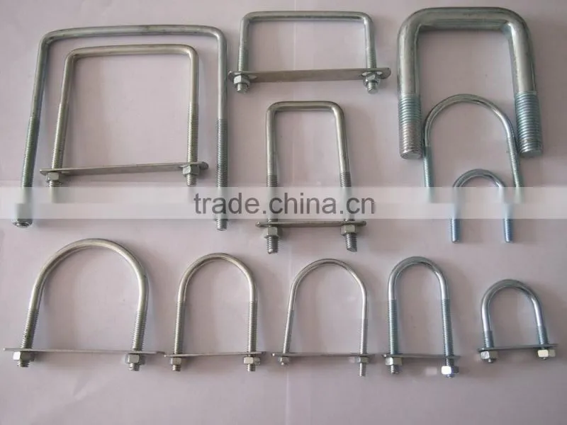 Kinds of galvanized U bolt and nuts, u shape fastener