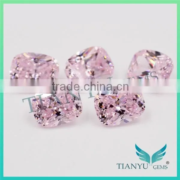 Wholesale Gems Synthetic Heat CZ Stone L-Pink Cushion Cut Loose Cubic Zirconia Price