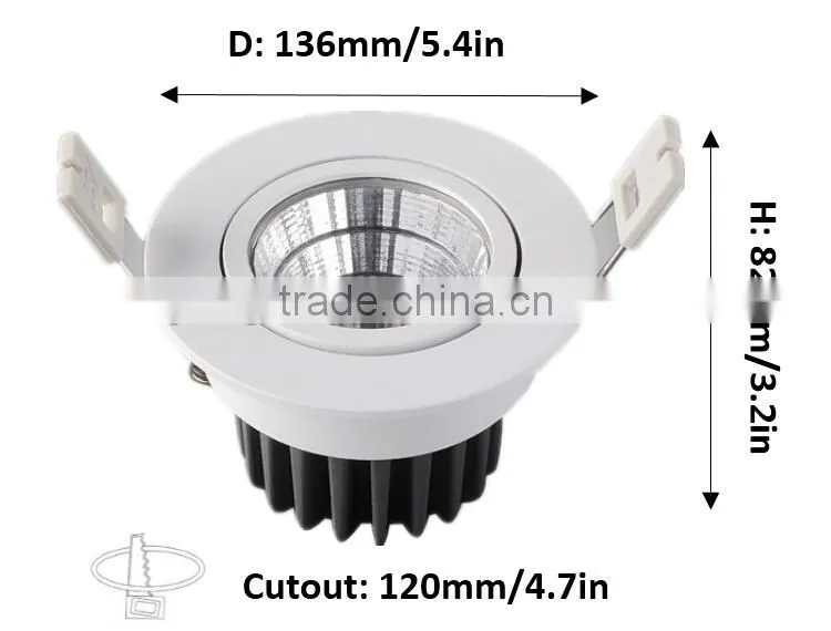 High power led shop ceiling light / Led ceiling light surface mounted / IP44 cob downlight