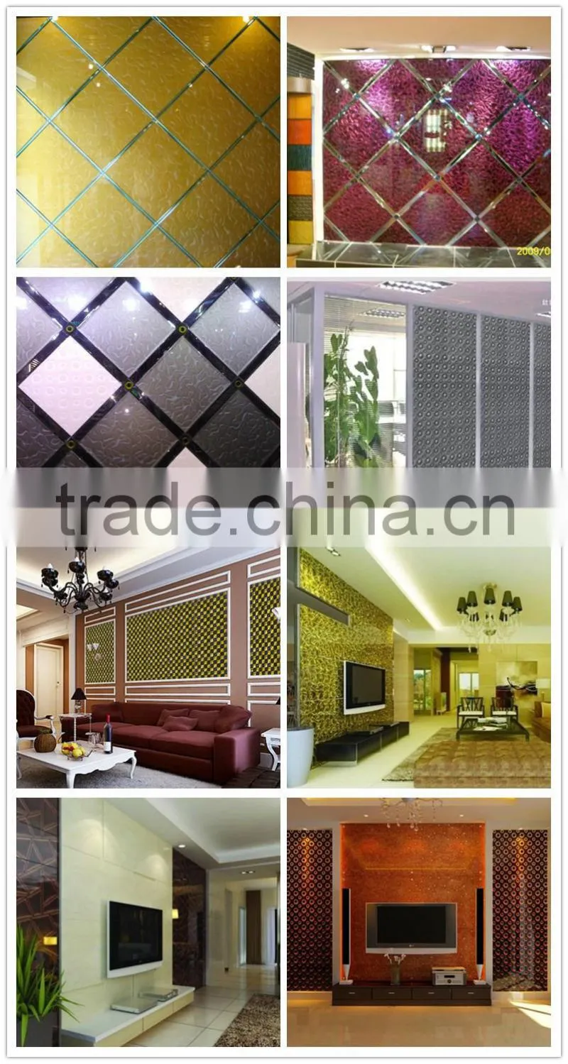 ivory color back painted decorative phantom 3d Glass panel