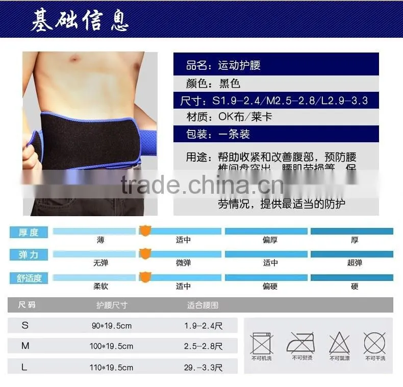 FDA Approved New Products Neoprene Lumbar Back Brace/ Neoprene Waist Heavy Lifting Support Belt with springs
