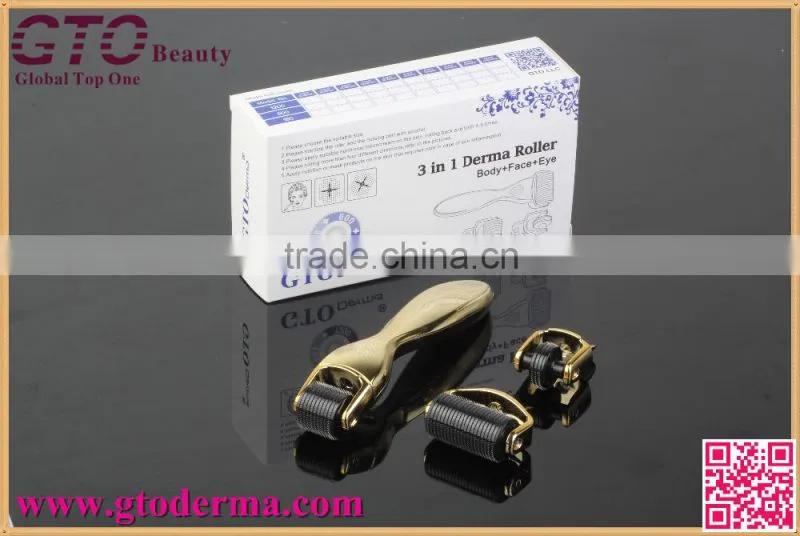 2016 newest 3 in1 180+600+1200 needle derma roller for hair loss treatment
