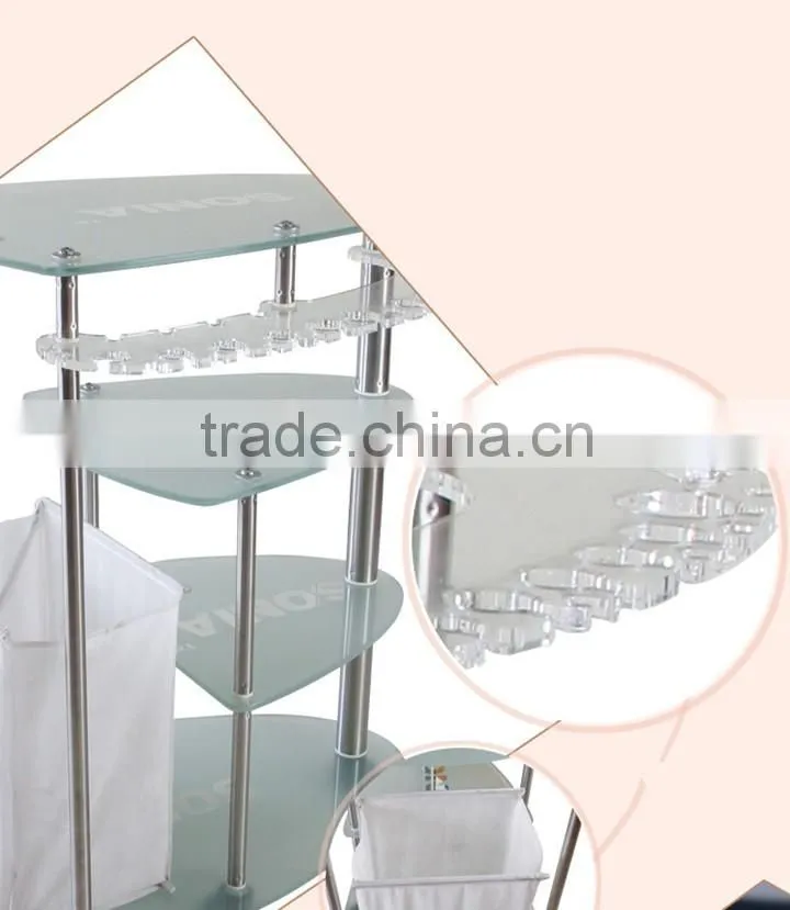 Professional salon equipment salon trolley with glass material