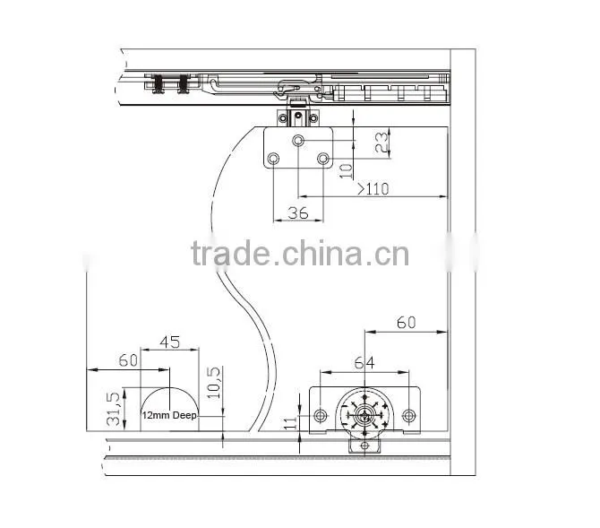 2016 New Style Coplanar Wardrobe Sliding Door Fittings