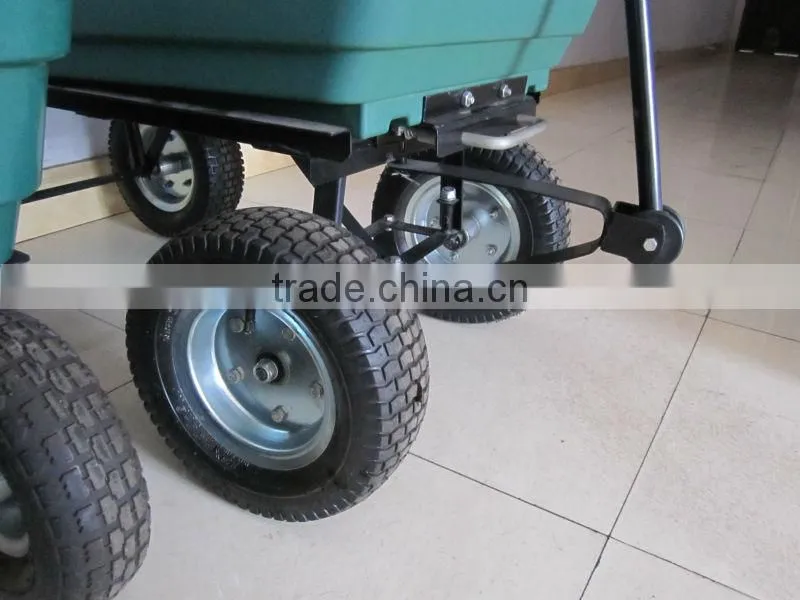Manual Power Source Garden Cart Four-wheel Plastic Tipper Cart Multi-Purpose plastic pull Cart