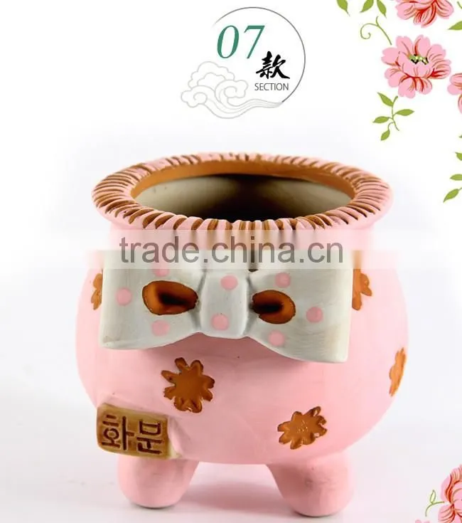 Korean style hand painting ceramic small decorative flower pots