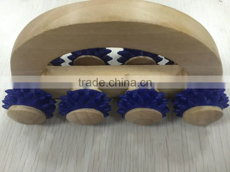 High Quality 8 Wooden Roller Rolling Ball Wheel Massager Slimming Care Fitness Massage Tool