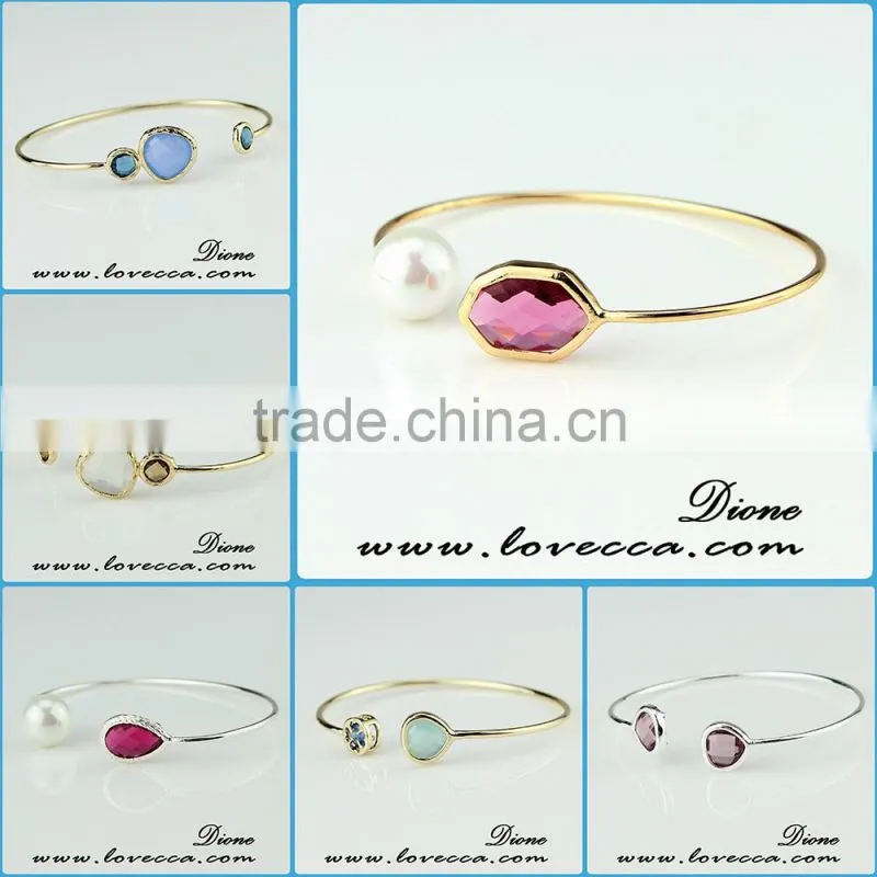 2016 wholesale adjustable glass multicolor gemstone bracelets