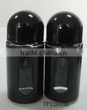 airtight mini metal coating colorful cylinder glass salt and pepper shaker container
