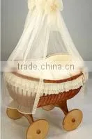 handmade wicker doll pram baby sleeping with handles