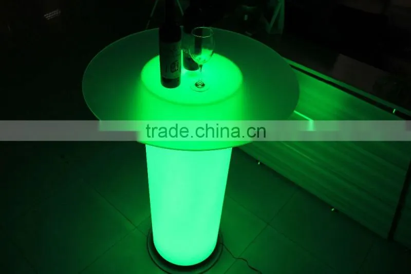 Hot sale led luminous round-shaped glass top dining table