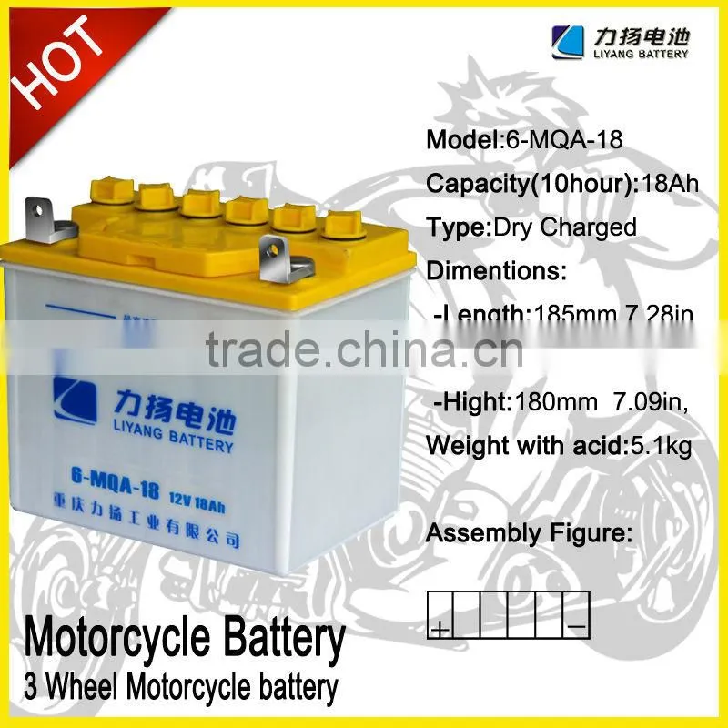 Three wheels motorcycle motorcar storage battery for ZONGSHEN LONCIN QJIANG LIFAN