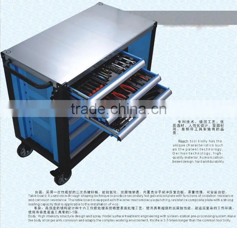 Metal tool trolley with large storage space