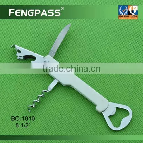 Stainless steel wine corkscrew / bottle opener with plastic handle BO-1009