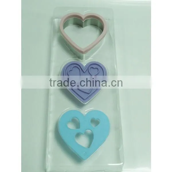 CC7522 Hearts 3 in 1 Silicone Steel Cookie Cutter Cookie Stencil cookie stamp