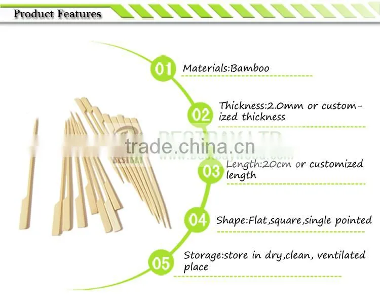 Wholesale square bamboo skewers with logo for BBQ