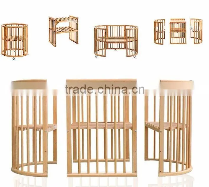 multi-purposes secure healthy wooden baby crib baby bed cot 5 in 1 baby room furniture