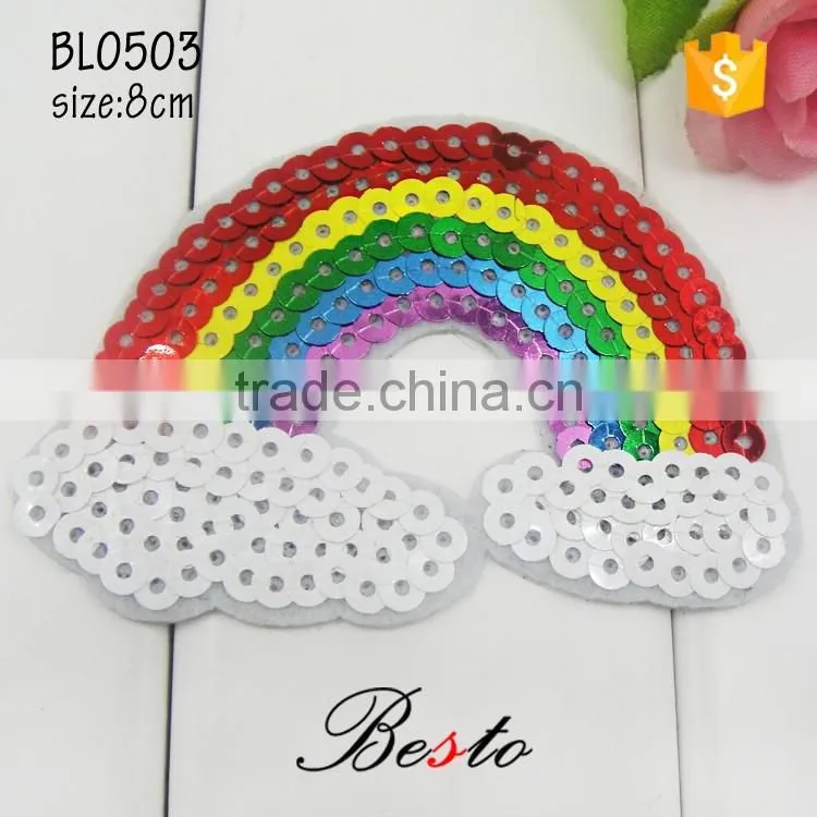 Australia sew-on custom size rainbow sequin badge for clothing