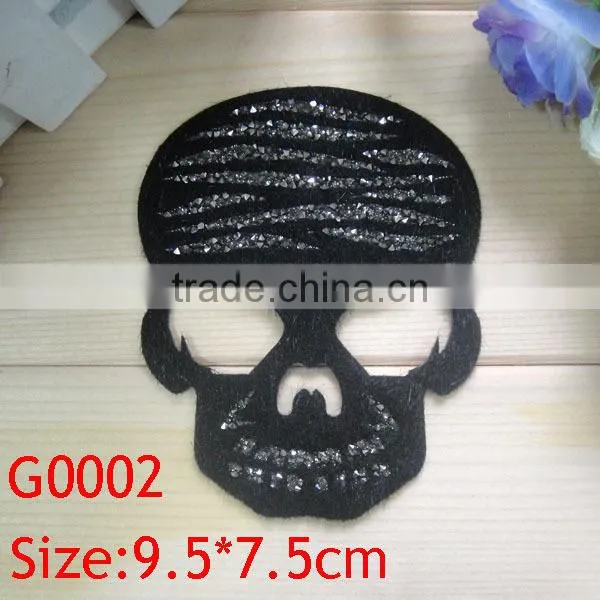 2014 cheap wholesale new design high quality hot fix skulls motif