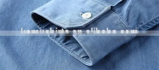 Wholesale Denim shirt for mens shirt factory Cotton washed BLUE mens denim shirts