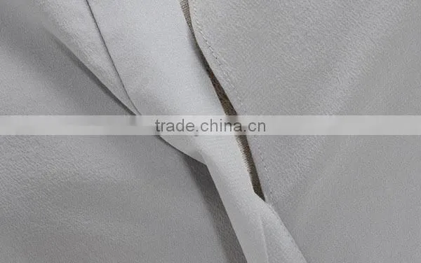 Factory latest designs long sleeves round collar ladies silk blouses chiffon blouse 2015
