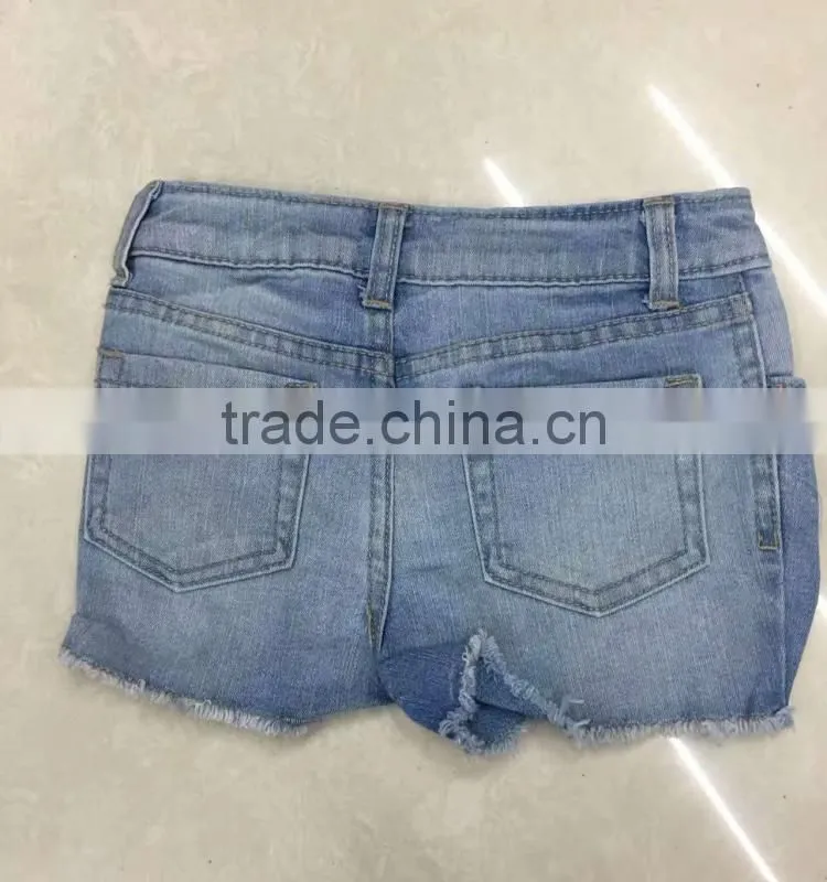 Yiwu stock apparel blue denim summer cotton kids shorts