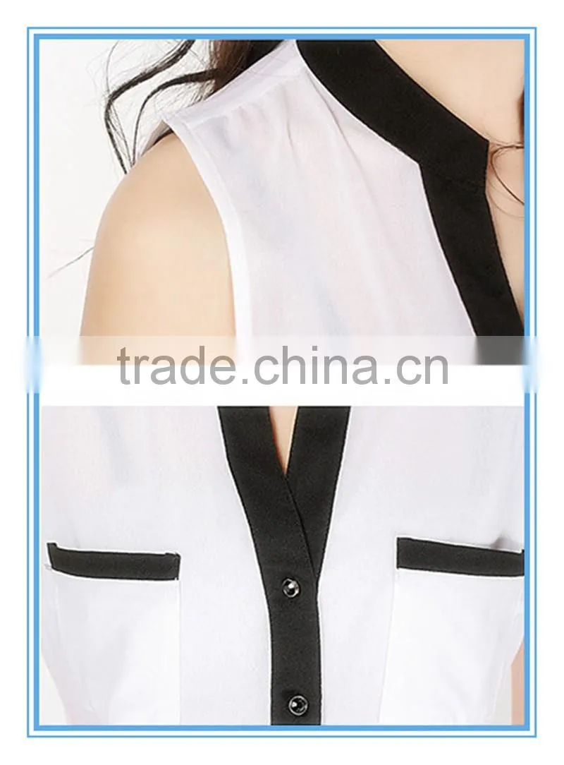 2016 Wholesale Ladies Plain White Girls Fancy Top