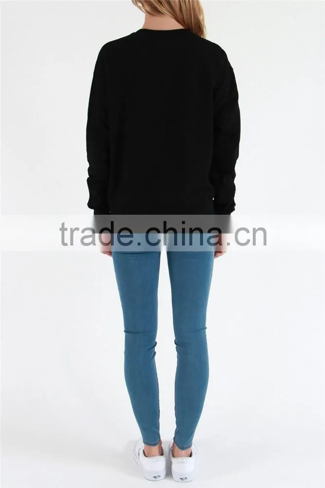 Cheap blank pullover black plain wholesale crewneck sweatshirt