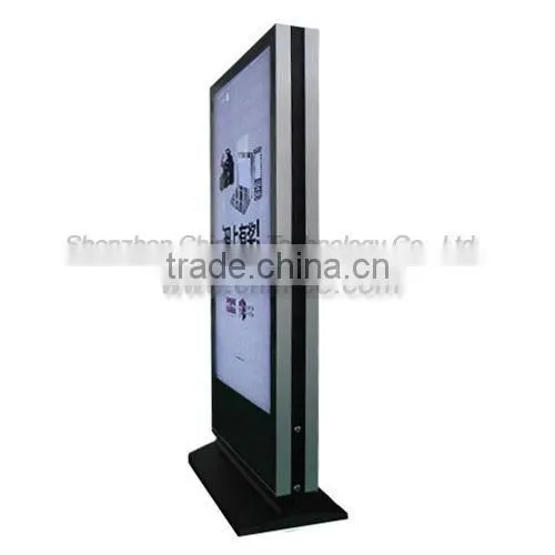 double sided 65 inch lcd free stand media player with network(wifi,3g,lan)