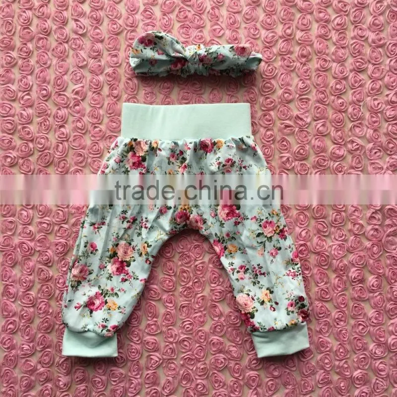 persnickety girls fashion clothes 2 pcs floral cotton print baby pants matching headband