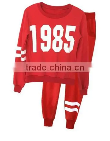 Women 1985 Printed Hoodie Pants Suit Athletic Outfits Tracksuit Sportswear Without Hood