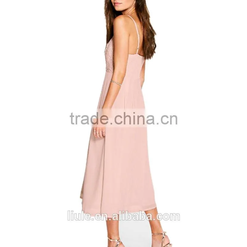Latest Summer Sleeveless Floral Crocheted Sexy Chiffon Maxi Dress
