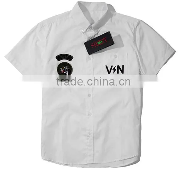 custom logo embroidery button down collar short sleeve men's casual shirt