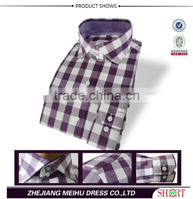 2017 new Brand Plaid Autumn Oxford mens slim fit fashion shirt