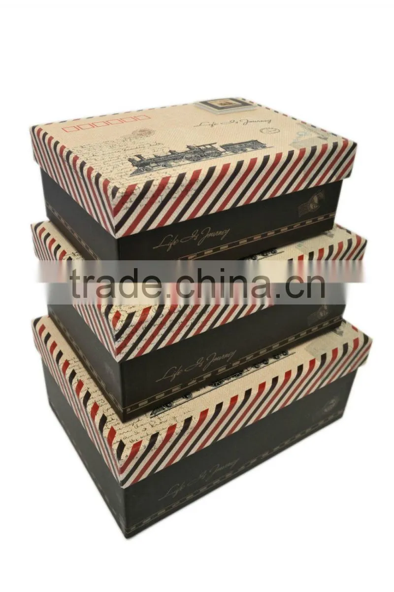 Dubaa Set 3 Nesting Vintage Train Newspaper Clippings Home Storage Photo Letter Boxes