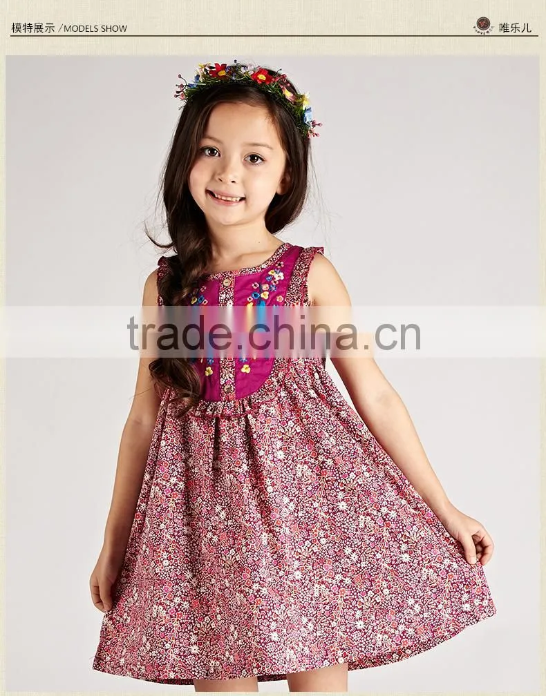2015 New design of orange linen cotton Mommy and Me party dress for Hallowmas Party clothes