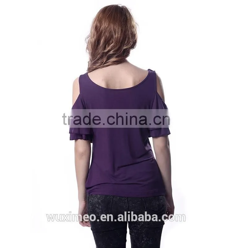 Handmade printed best sell women's sheer t shirt