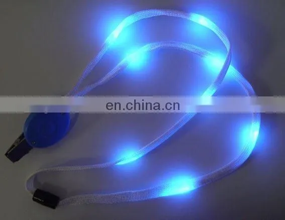 custom led flashing light necklace lanyard,led light up christmas flat lanyard