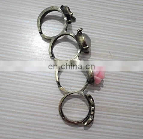 Luxuries wedding Copper Palm Rings Rose Gold Plated CZ Zircon Ring Girls Lovers Prong Setting Rhinestones Four Fingers