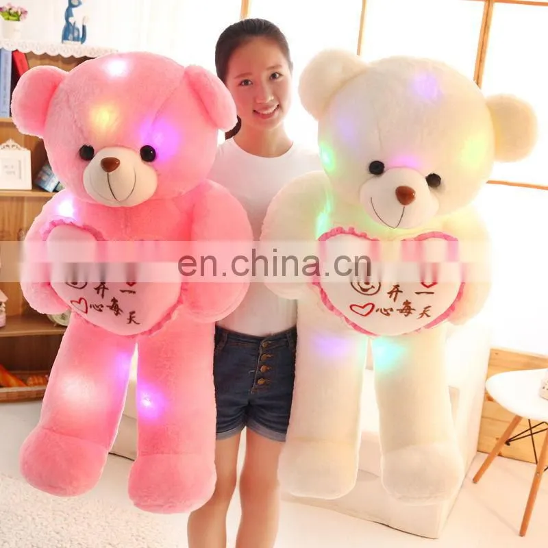 Wholesale Four Colors 30cm,50cm,80cm Teddy Bear Stuffed Plush Shining LED Light Up Lighting electronic Soft Toys