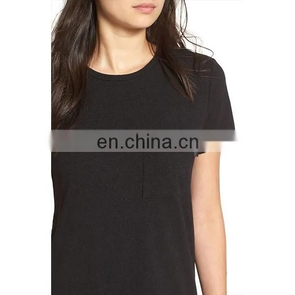 Sweet Black Color Plain T-shirt Dress Crewneck Short Sleeve Casual Women Dresses