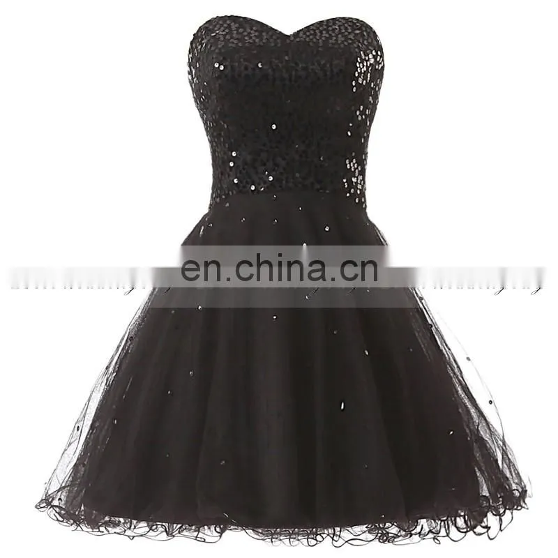 Latest Youthful Sweetheart Sleeveless Lace-up Tulle Sequins Mini Homecoming Dresses SD032