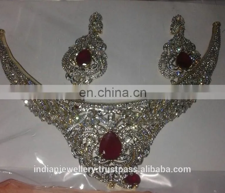 CZ jewelry necklace manufacturer,cubic zirconia necklace jewellery exporter