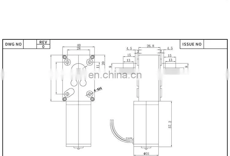 ChiHai Motor CHW4058-3162 High Precision DC 24V 12V Worm Gear Box Reduction Electric Motor Double Shaft Gear Motor
