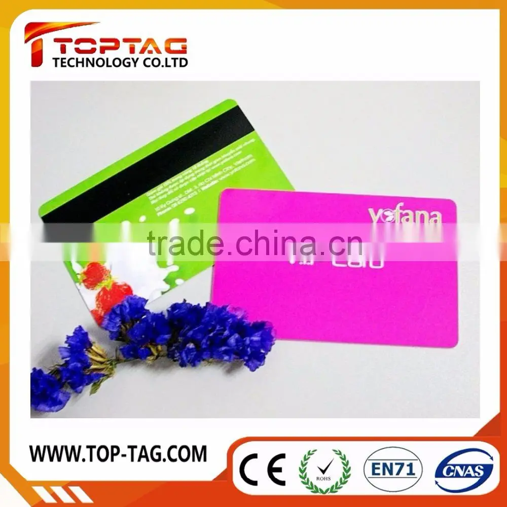 Promotional high quality id business pvc card with embossed number and sticker