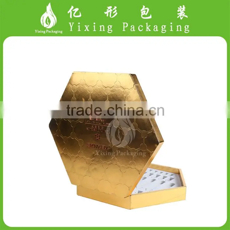 High evaluation offset hexagon PU leather box for perfume